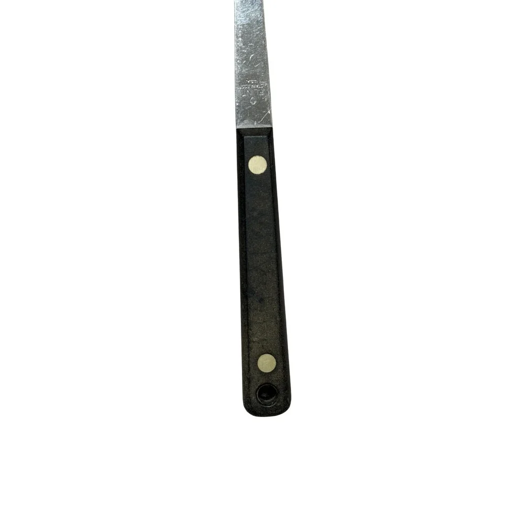 Vintage‎ Ekco Flint Stainless Steel Meat Carving Fork 2 Tine Black Handle USA